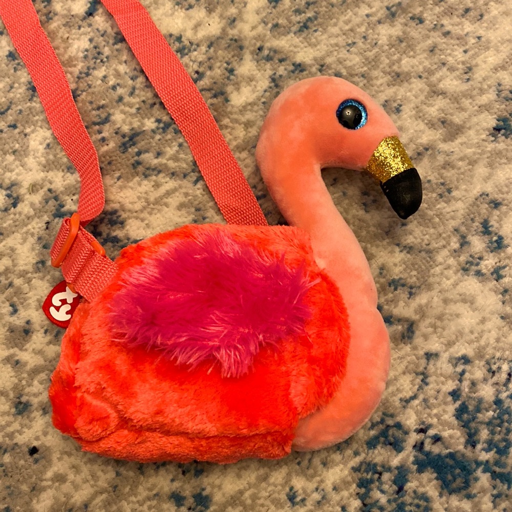 Ty Gilda Flamingo Plush CrossBody Mini Purse